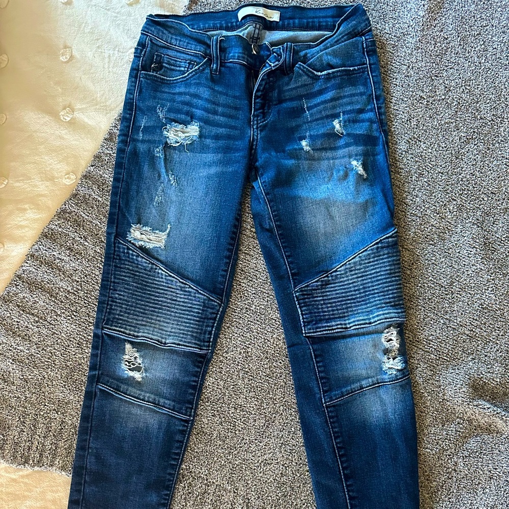KanCan Distressed Moto Jeans